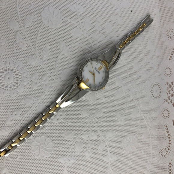 Bulova 2 Tone Crystal Accents MOP Dial Watch main image 5